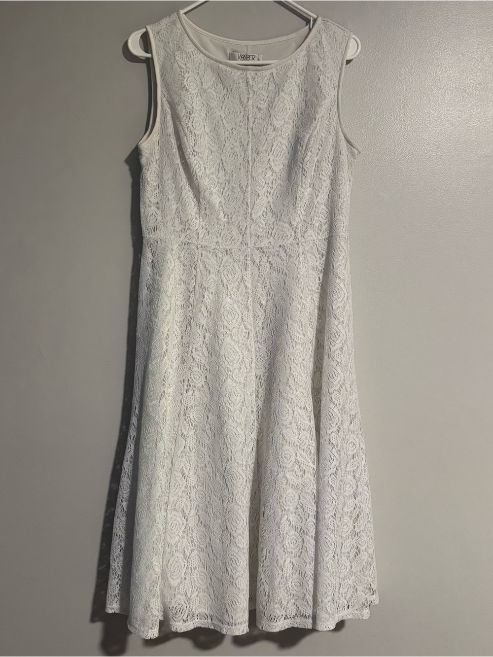 KASPER Women’s White Lace, Sleeveless A-Line Dress (Size 10)